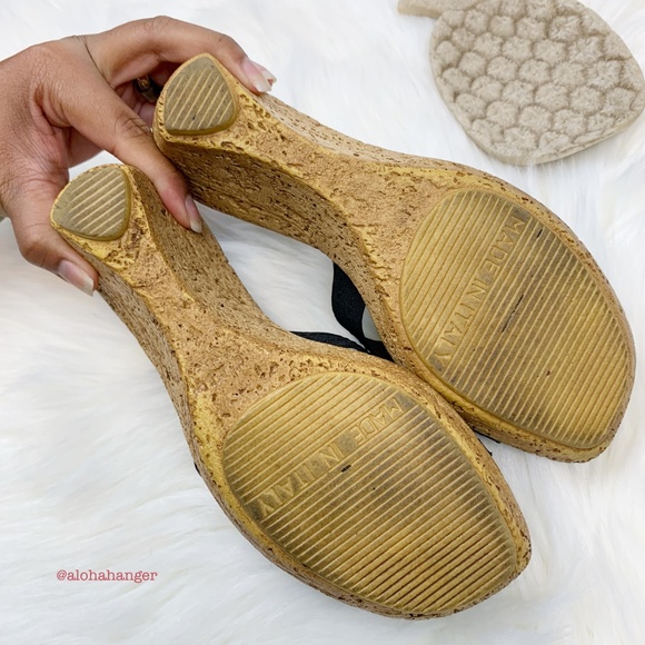 Italian Shoemakers Black Faux Cork Wedges! EUC! - Picture 6 of 7